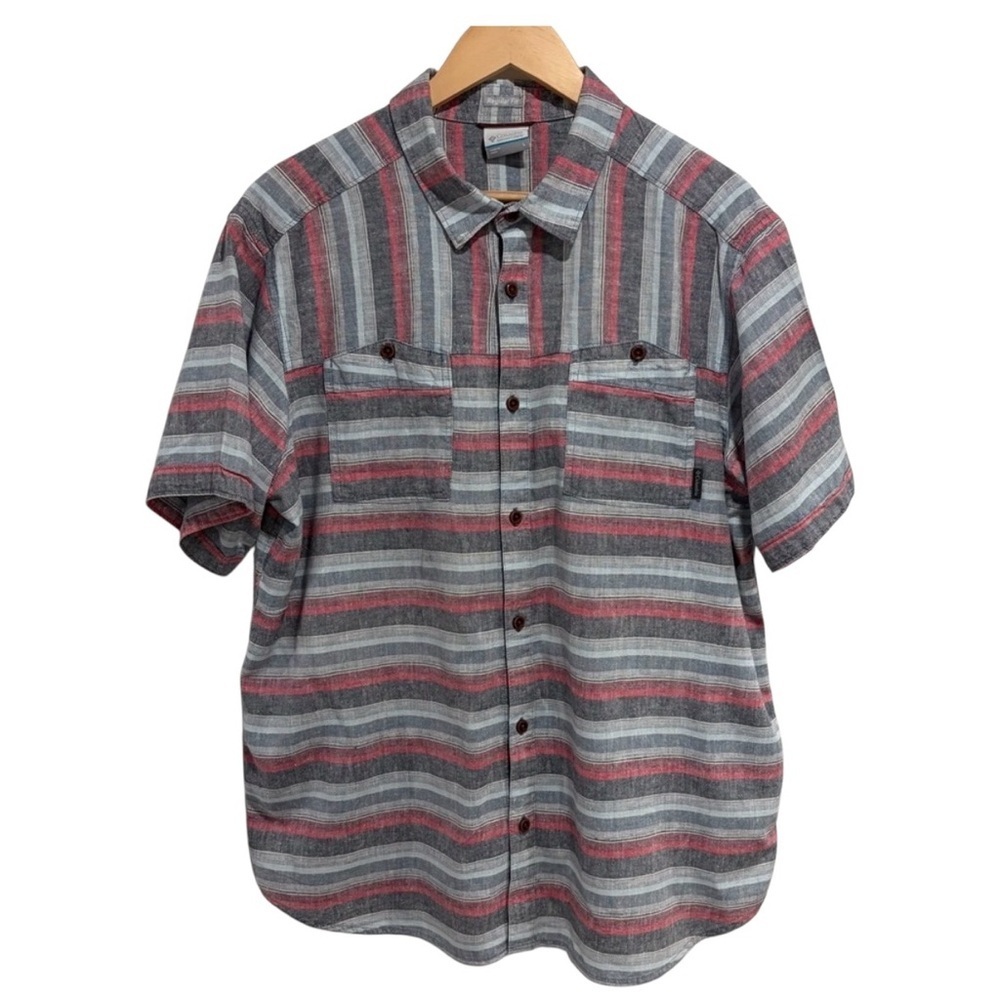 2/$25 Columbia Men's Casual Short Sleeve Striped Button Down Shirt